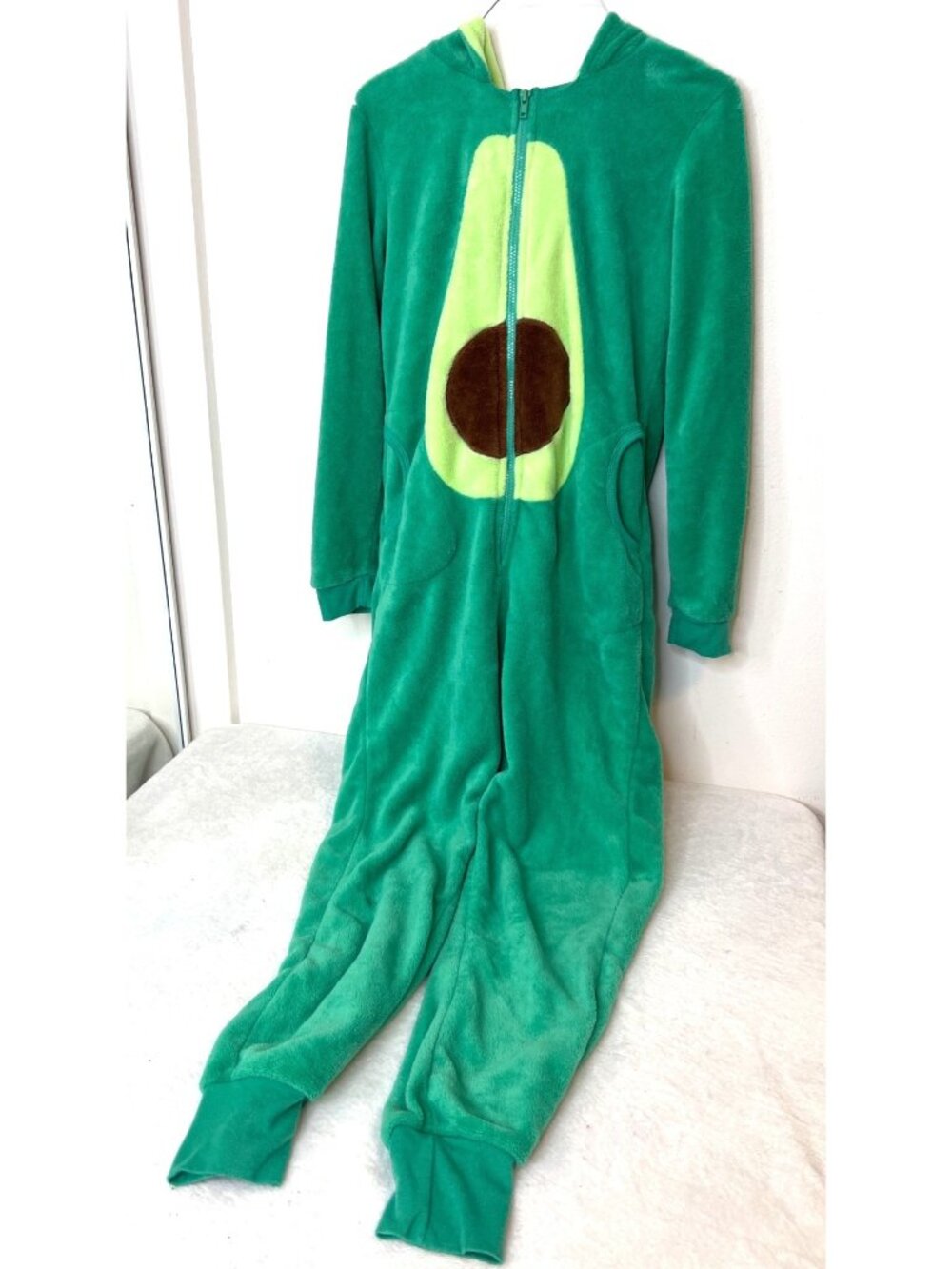 Weekend Edition Adult Small Avocado Sleeper Pajamas Hooded One Piece Costume